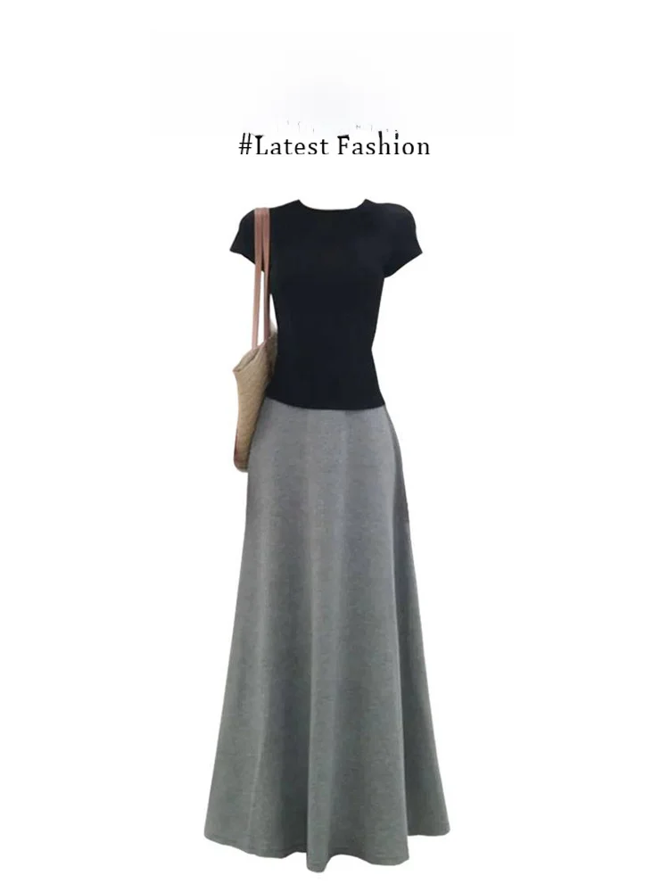 Black Slimming Short Sleeve Top And High Waist Skirt Two Piece Set Parkyeon Fashionable Summer Outfit for Women Sexy Style
Black Slimming Short Sleeve Top And High Waist Skirt Two Piece Set Parkyeon Fashionable Summer Outfit for Women Sexy Style