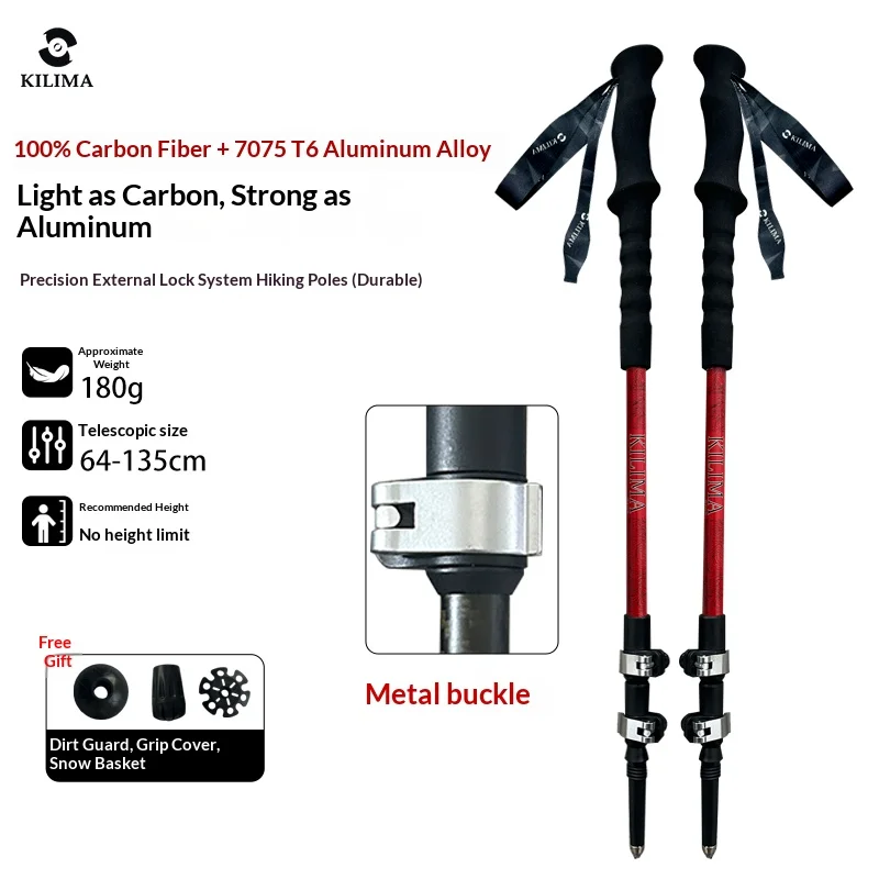 KILIMA Heavy-duty trekking pole, 7075T6 aluminum alloy carbon fiber shock-absorbing hiking pole, 100kg load-bearing, handle trek
KILIMA Heavy-duty trekking pole, 7075T6 aluminum alloy carbon fiber shock-absorbing hiking pole, 100kg load-bearing, handle trek