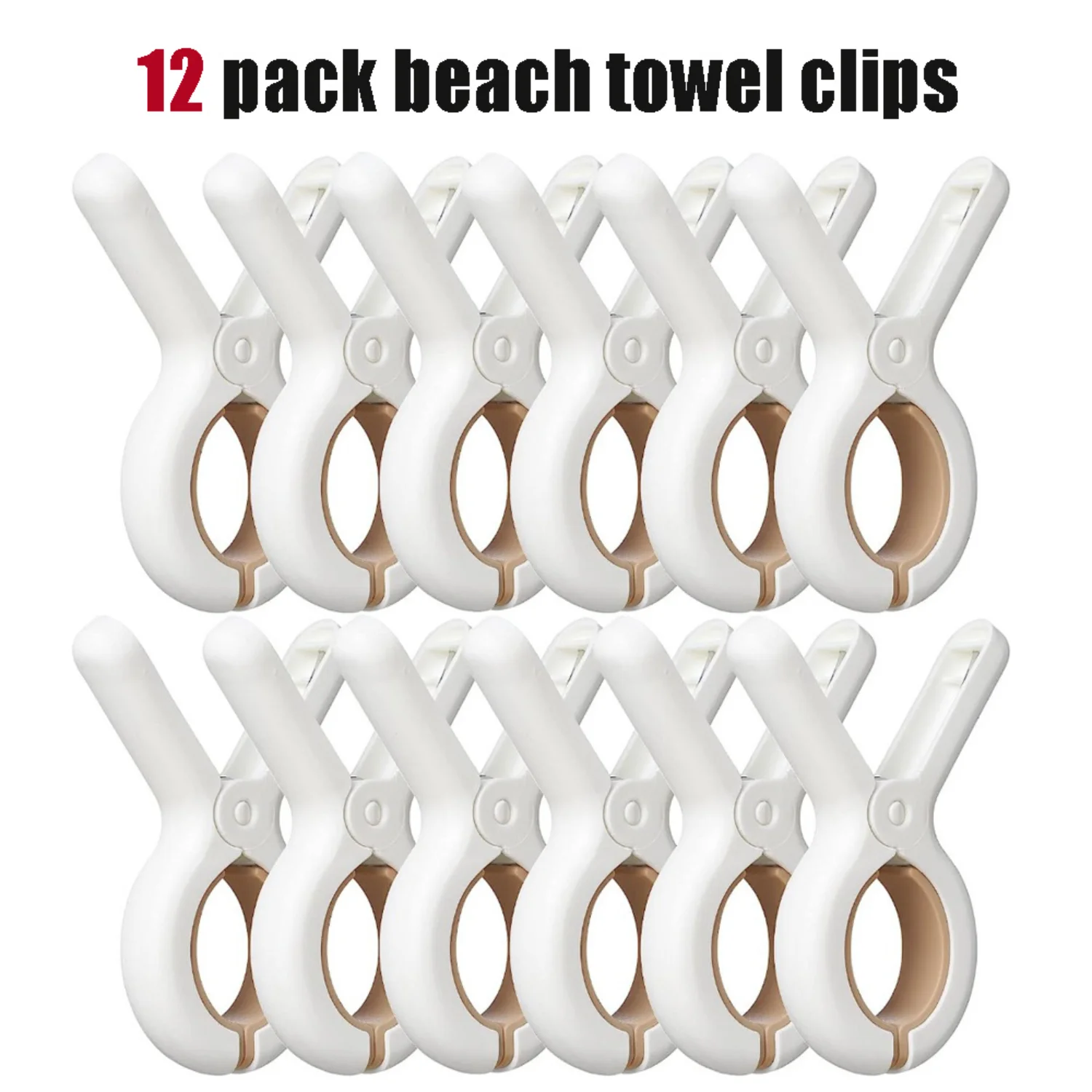 12pcs Large Beach Towel Clips - Strong Anti-Rust Springs, Heavy Duty Chair/Laundry Clamp for Drying Towels, Clothes, Blankets
12pcs Large Beach Towel Clips - Strong Anti-Rust Springs, Heavy Duty Chair/Laundry Clamp for Drying Towels, Clothes, Blankets