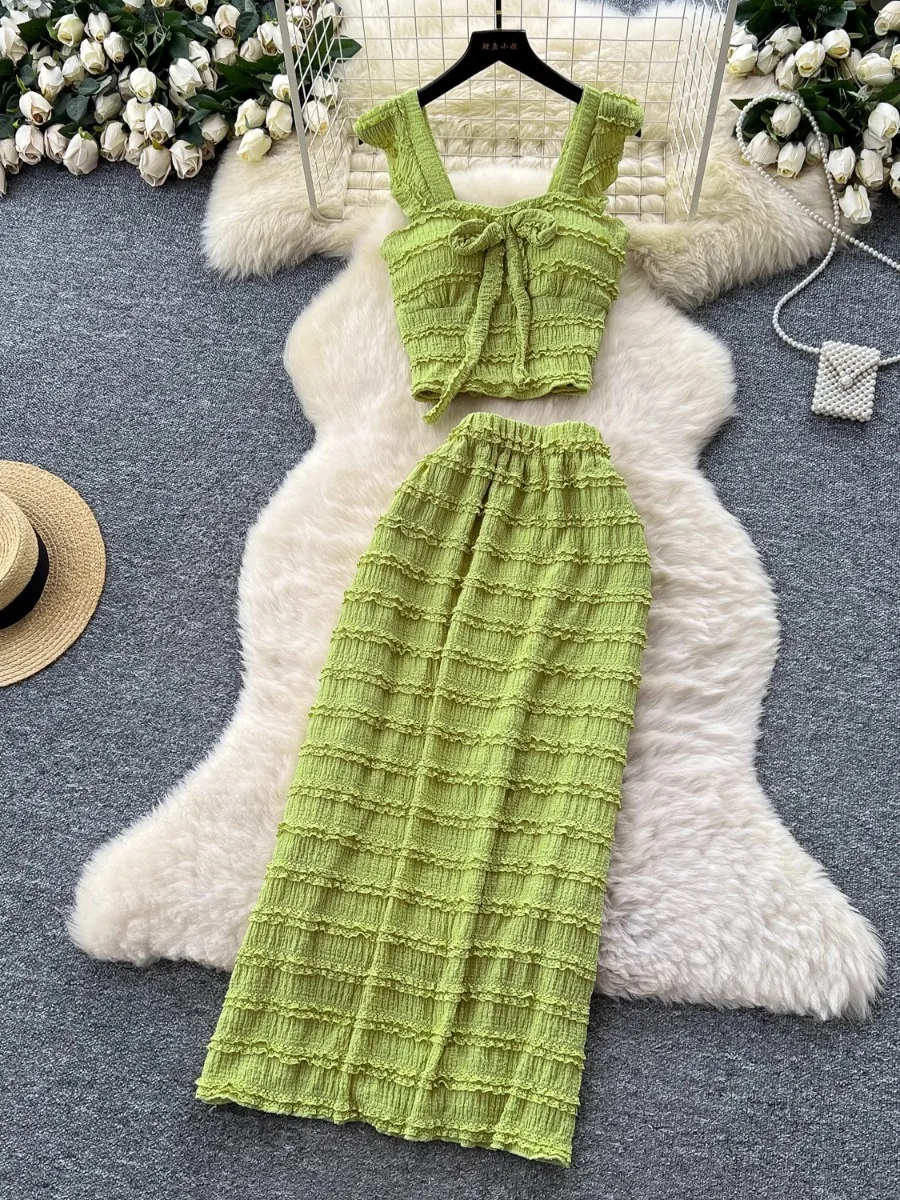 Foamlina Bow Square Neck Halter Flutter Sleeve Top & High Waist Bodycon Midi Skirt Sweet Summer Outfit Women Trendy Chic
Foamlina Bow Square Neck Halter Flutter Sleeve Top & High Waist Bodycon Midi Skirt Sweet Summer Outfit Women Trendy Chic