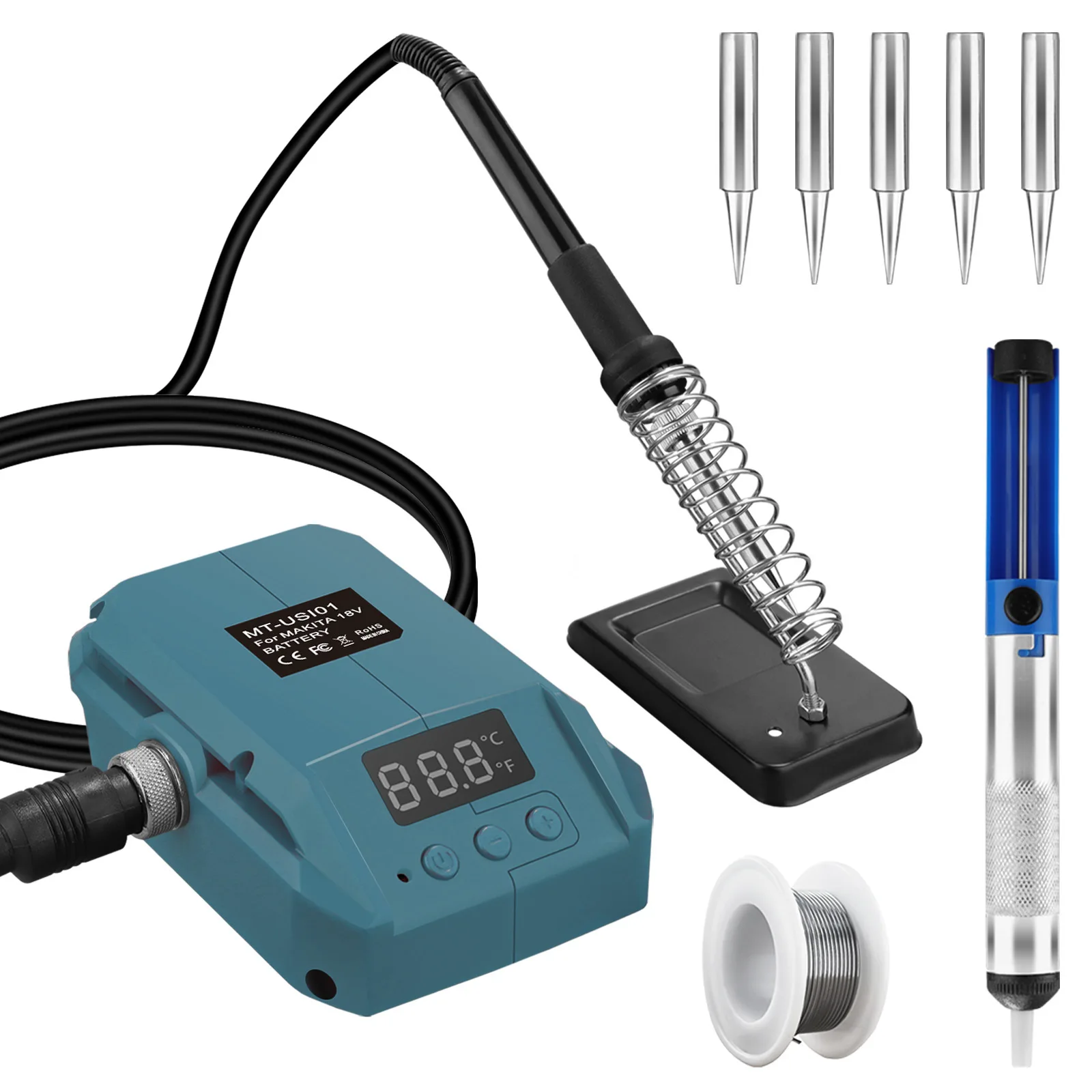 60W Cordless Soldering Iron Station For Makita Dewalt Milwaukee Bosch 18V-20V Battery with LCD Display Adjustable Temp 180-480℃
60W Cordless Soldering Iron Station For Makita Dewalt Milwaukee Bosch 18V-20V Battery with LCD Display Adjustable Temp 180-480℃