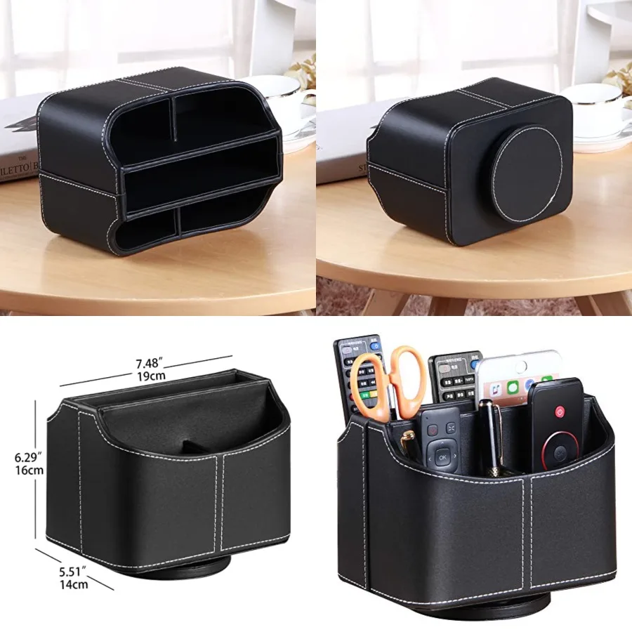 Remote Control Holder 360 Degrees Rotatable Desk Stationery Supply Organizer PU Leather Desktop Storage Box for Controllers Med
Remote Control Holder 360 Degrees Rotatable Desk Stationery Supply Organizer PU Leather Desktop Storage Box for Controllers Med