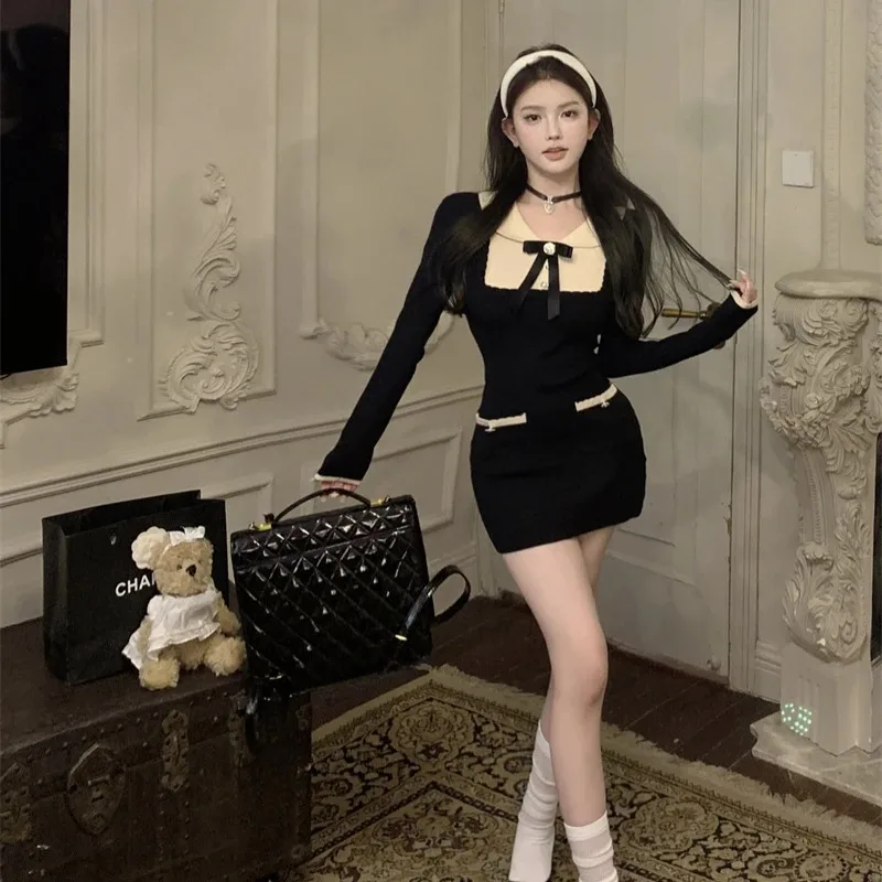 New 2025 Winter French Vintage Knitted Sweater Women Bow Patchwork Elegant Party Mini Dress Female Korean Fashion Casu❤❤dd
New 2025 Winter French Vintage Knitted Sweater Women Bow Patchwork Elegant Party Mini Dress Female Korean Fashion Casu❤❤dd