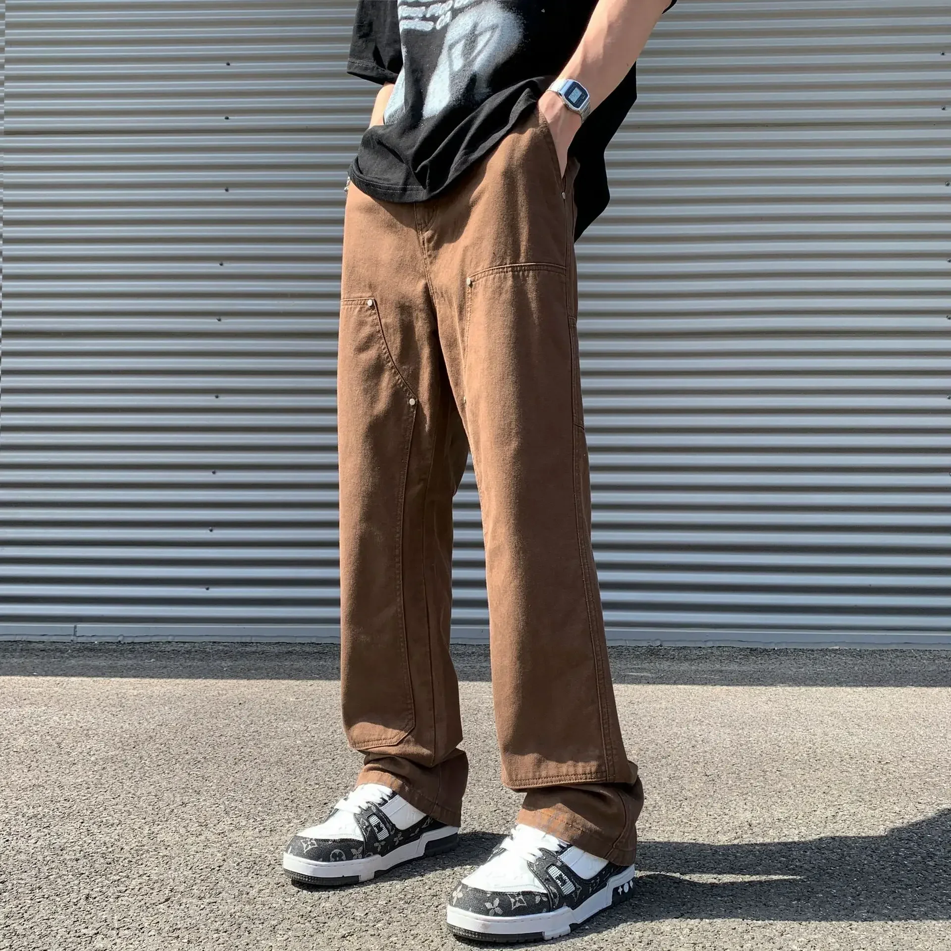 Осень-зима 2024, новые мужские брюки-карго, брюки длиной до пола, повседневные однотонные прямые брюки с обычными карманами и пуговицами, прямые брюки с высокой талией
Осень-зима 2024, новые мужские брюки-карго, брюки длиной до пола, повседневные однотонные прямые брюки с обычными карманами и пуговицами, прямые брюки с высокой талией