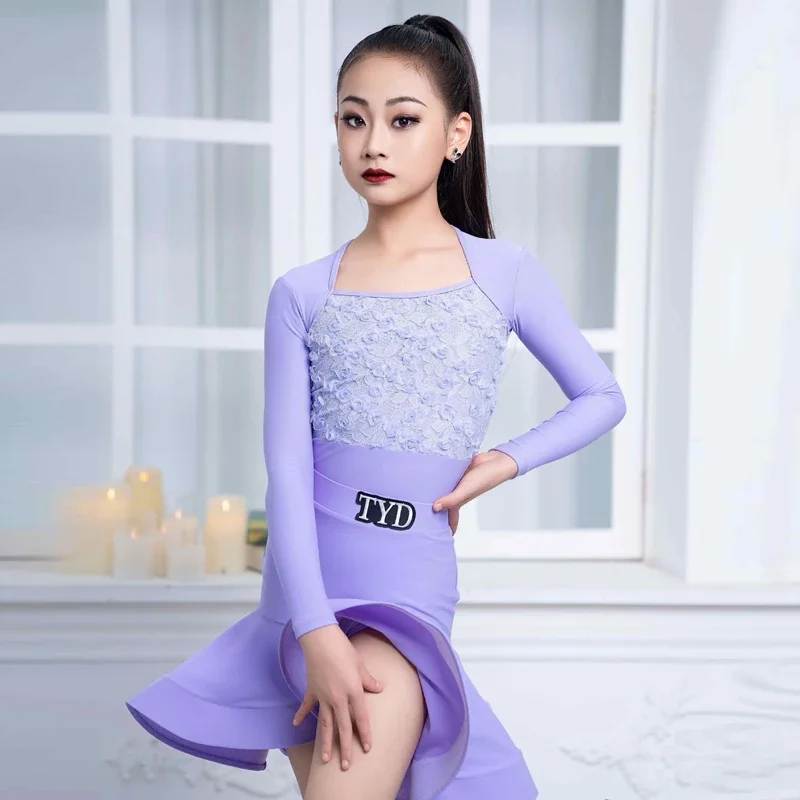 New Kids Samba Rumba Chacha Dance Clothes Girls Purple Latin Dance Competition Dresses Child Performance Practice Wear
New Kids Samba Rumba Chacha Dance Clothes Girls Purple Latin Dance Competition Dresses Child Performance Practice Wear