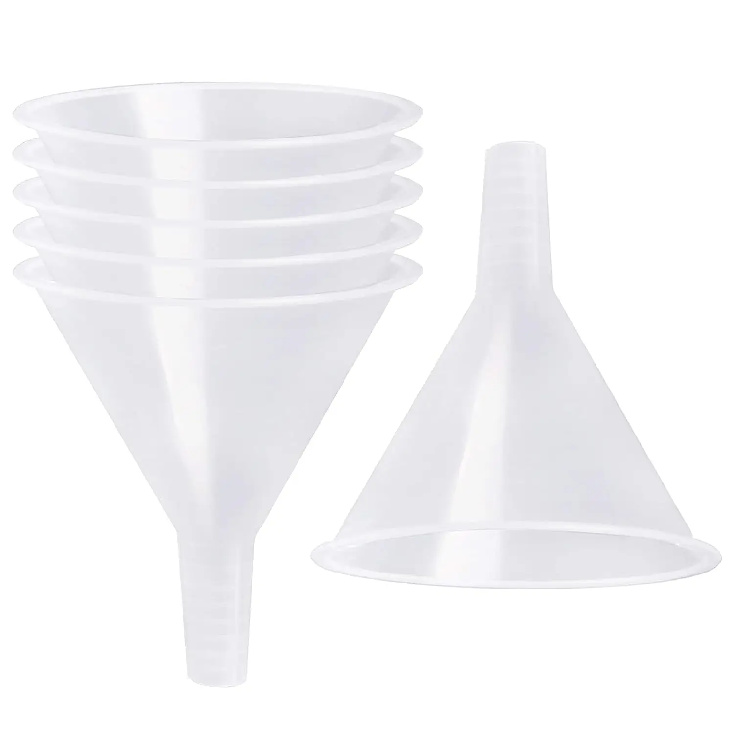 6 Pack Plastic Funnels, 4.6 Inch Clear with Long Spout for Bottle Filling and Liquid Transfer
6 Pack Plastic Funnels, 4.6 Inch Clear with Long Spout for Bottle Filling and Liquid Transfer