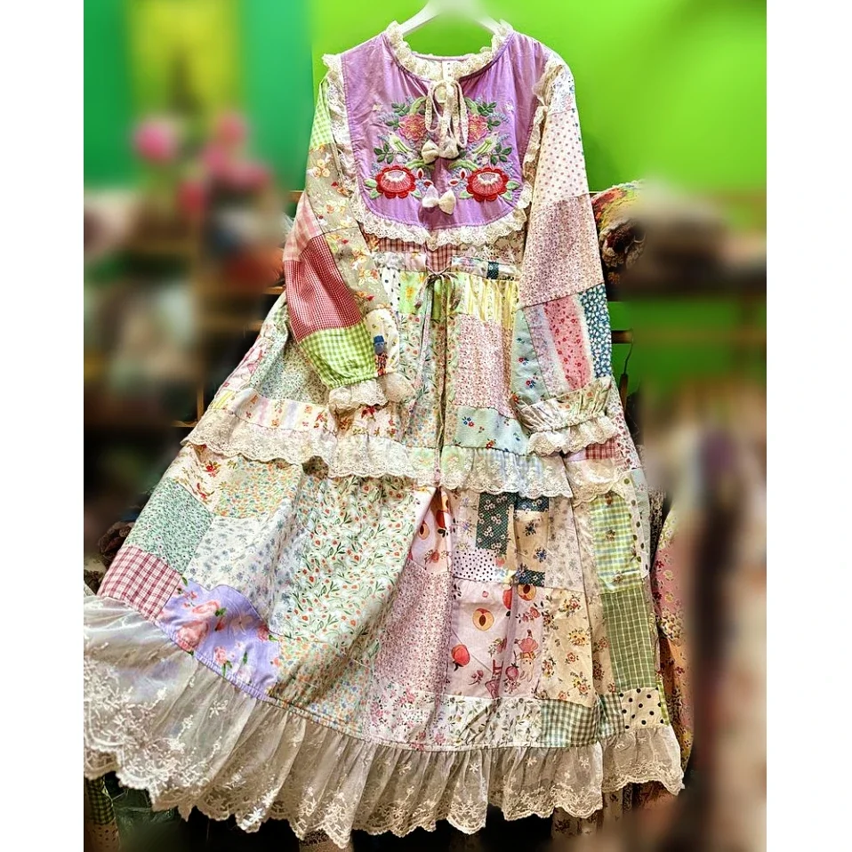 Women Cottagecore Cotton Ruffled Lace Patchwork Midi Dress Vintage Retro Chic Mori Girl Sweet Lolita Harajuku Evening Long Dress
Women Cottagecore Cotton Ruffled Lace Patchwork Midi Dress Vintage Retro Chic Mori Girl Sweet Lolita Harajuku Evening Long Dress
