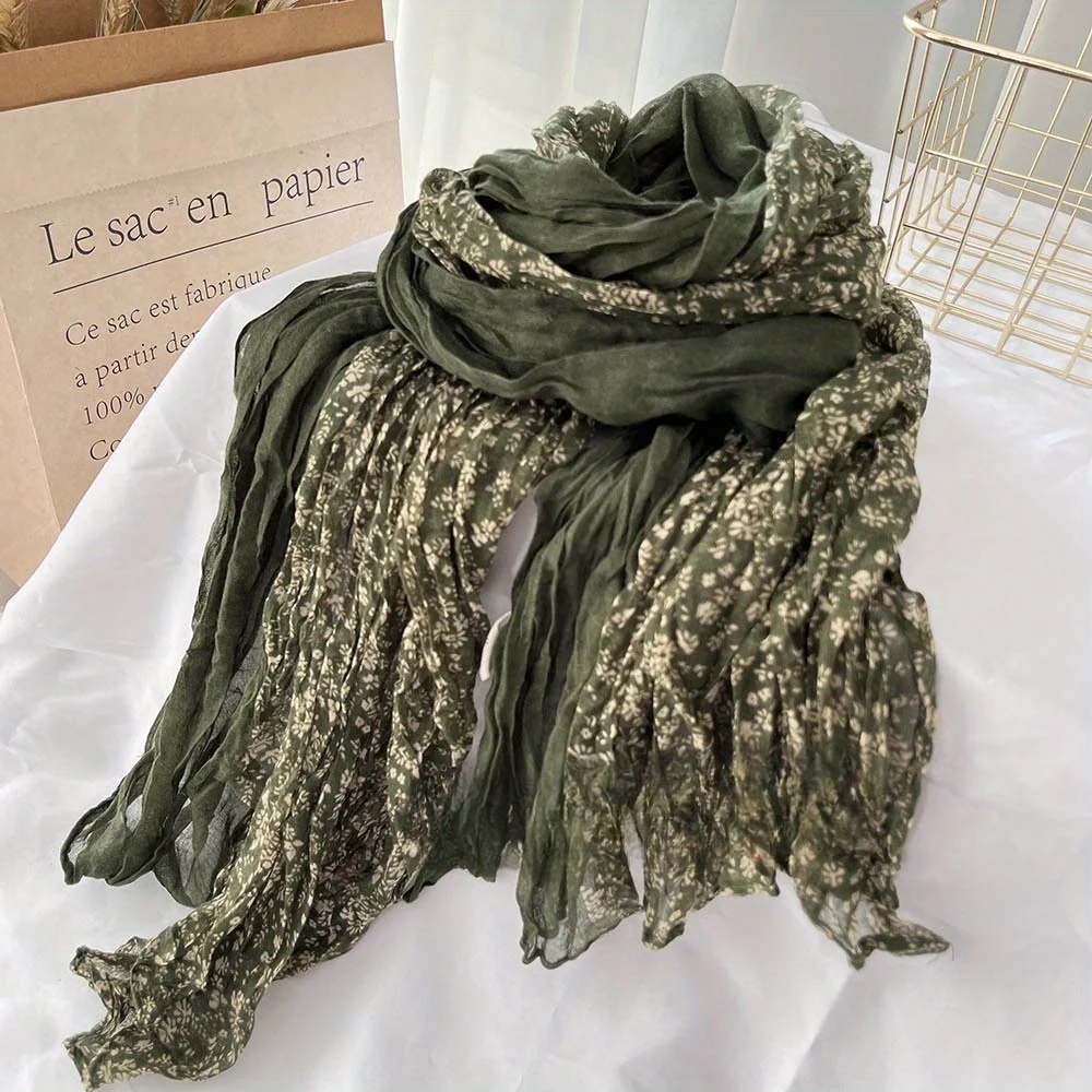 Autumn/Winter New Retro Literary Pleated Thin Versatile Scarf with Small Floral Print
Autumn/Winter New Retro Literary Pleated Thin Versatile Scarf with Small Floral Print