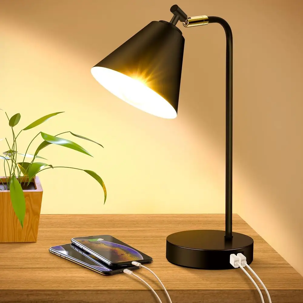 Dimmable Desk Lamp with 2 USB Ports, Touch Control, Flexible Head, Black Metal for Bedroom, Office, Living Room, Bulb Included
Dimmable Desk Lamp with 2 USB Ports, Touch Control, Flexible Head, Black Metal for Bedroom, Office, Living Room, Bulb Included