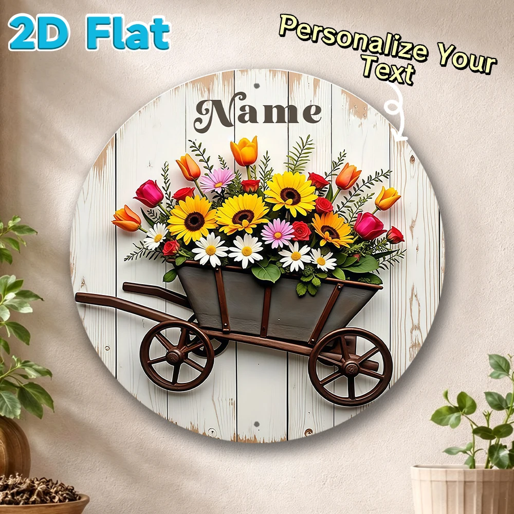 Custom Name Garden Round Metal Sign Flower Wheelbarrow Decor Plaque for Backyard Patio Outdoor Wall Art
Custom Name Garden Round Metal Sign Flower Wheelbarrow Decor Plaque for Backyard Patio Outdoor Wall Art