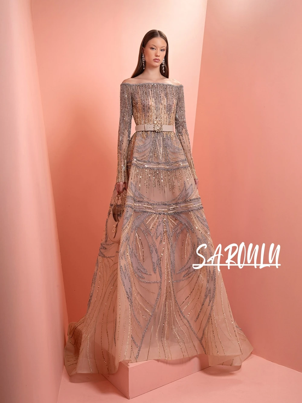 Dreamy Off-the-shoulder Beaded Belted Evening Dress Exquisite Dazzling A Line Galas Party Exclusive Prom Gown Customized
Dreamy Off-the-shoulder Beaded Belted Evening Dress Exquisite Dazzling A Line Galas Party Exclusive Prom Gown Customized