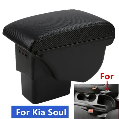 Left-hand drive For KIA Soul Armrest box For KIA Soul 2009 Car Armrest Centre Console Storage Box interior with 3USB leather