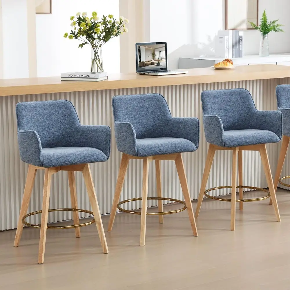 26 Counter Height Bar Stools Set of 3, Swivel Kitchen Island Tall Chairs with Back, Arm, Footrest and Solid Wood Legs, Linen Fa
26 Counter Height Bar Stools Set of 3, Swivel Kitchen Island Tall Chairs with Back, Arm, Footrest and Solid Wood Legs, Linen Fa
