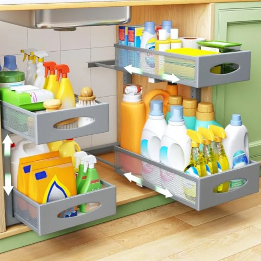 Under Sink Organizer, 2 Tier Pull out Cabinet Organizer Mesh Baskets with 5 Adjustable Heights, Sliding Drawers Storage Shelf f
Under Sink Organizer, 2 Tier Pull out Cabinet Organizer Mesh Baskets with 5 Adjustable Heights, Sliding Drawers Storage Shelf f
