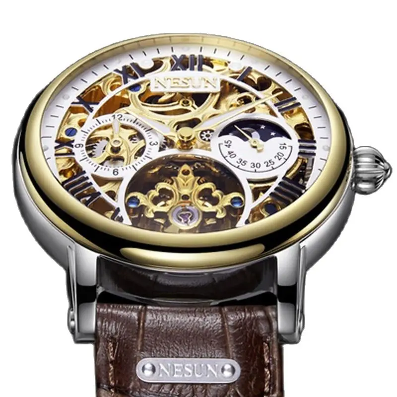 Switzerland NESUN Luxury Brand Automatic Mechanical Sapphire Men's Watches Multi-function Moon Phase Luminous Hands Clock N9097
Switzerland NESUN Luxury Brand Automatic Mechanical Sapphire Men's Watches Multi-function Moon Phase Luminous Hands Clock N9097