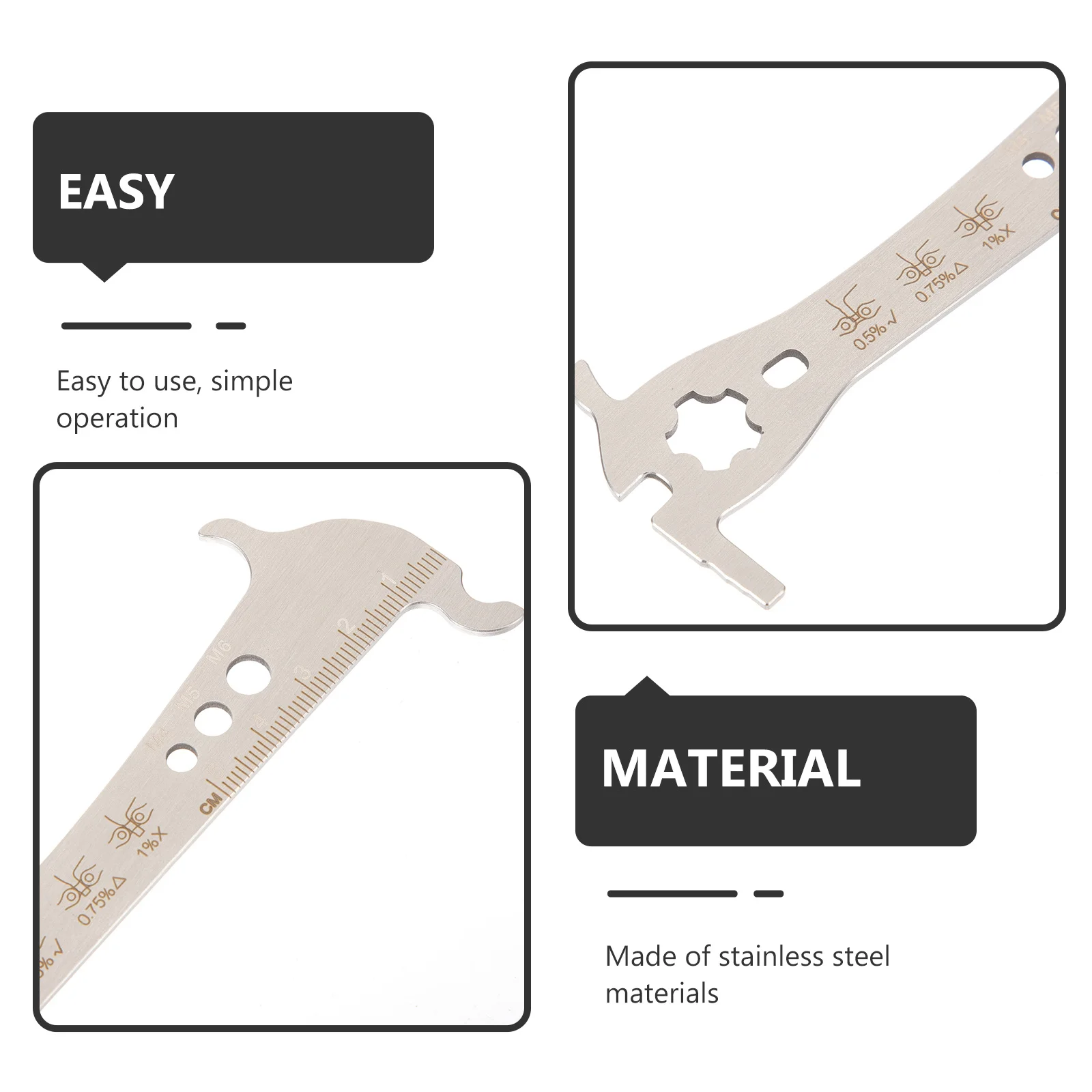Bike Chain Measuring Ruler Stainless Steel Chain Wear Indicator for Accurate Length Width Inspection Portable Cycling
Bike Chain Measuring Ruler Stainless Steel Chain Wear Indicator for Accurate Length Width Inspection Portable Cycling