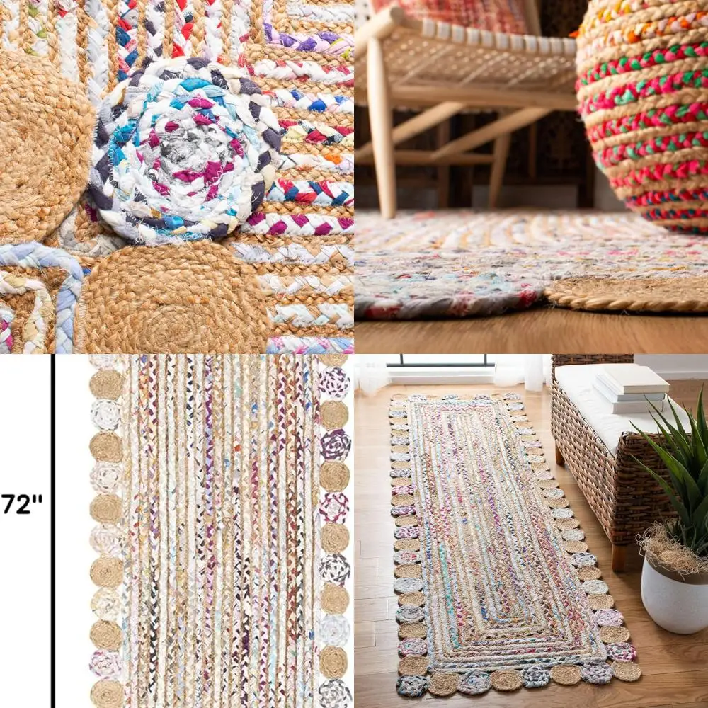 Handcrafted Bohemian Braided Jute & Cotton Runner, 2'3 x 6' Beige/Multi, Perfect for Living Room & Bedroom High Traffic
Handcrafted Bohemian Braided Jute & Cotton Runner, 2'3 x 6' Beige/Multi, Perfect for Living Room & Bedroom High Traffic