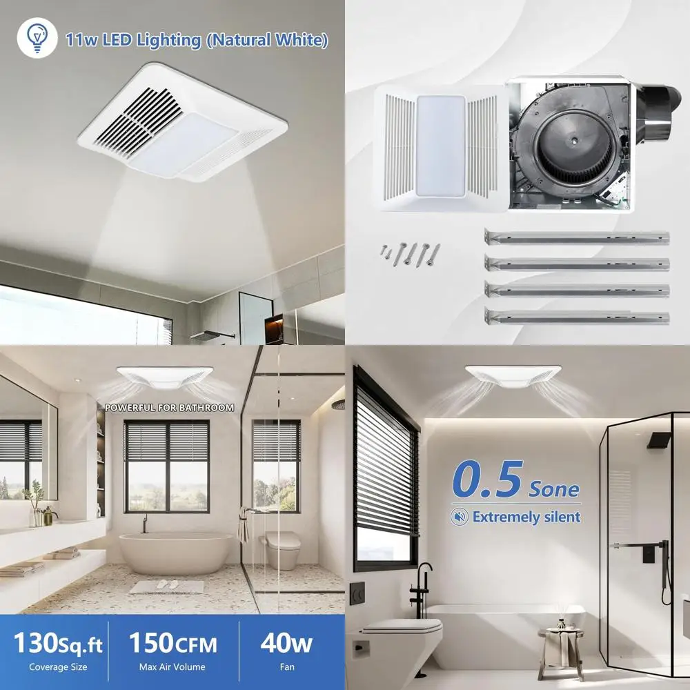 Ультратихий вытяжной вентилятор для ванной комнаты с LED-подсветкой, 120 см, 6 воздуховодов, сертифицирован Energy Star и ETL HVI
Ультратихий вытяжной вентилятор для ванной комнаты с LED-подсветкой, 120 см, 6 воздуховодов, сертифицирован Energy Star и ETL HVI
