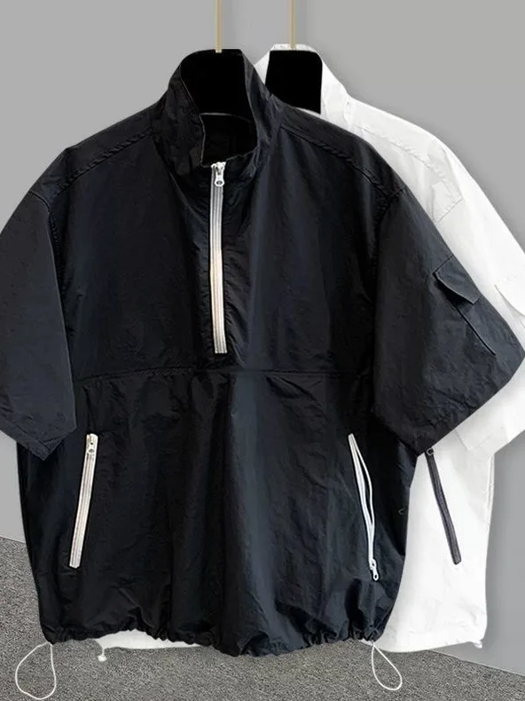 Summer Ice Silk Loose Short Sleeve Stand Collar Half Zip Design Men's Workwear Shirt Versatile Casual Style Breathable Polyes...
Summer Ice Silk Loose Short Sleeve Stand Collar Half Zip Design Men's Workwear Shirt Versatile Casual Style Breathable Polyes...
