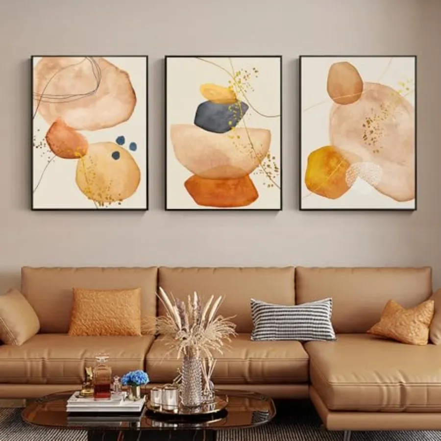 Living room decor: minimalist abstract canvas art set of 3, cotton canvas with wooden frame, black and white tones, fade-resist
Living room decor: minimalist abstract canvas art set of 3, cotton canvas with wooden frame, black and white tones, fade-resist