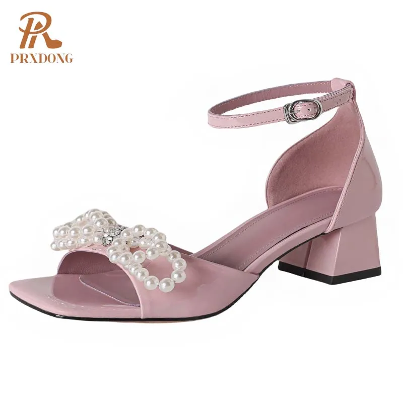 PRXDONG Women's Summer Shoes 2025 New Leather Sweet Square Med Heels Pink Beige Dress Party Wedding Female Sandals Size 34-40
PRXDONG Women's Summer Shoes 2025 New Leather Sweet Square Med Heels Pink Beige Dress Party Wedding Female Sandals Size 34-40