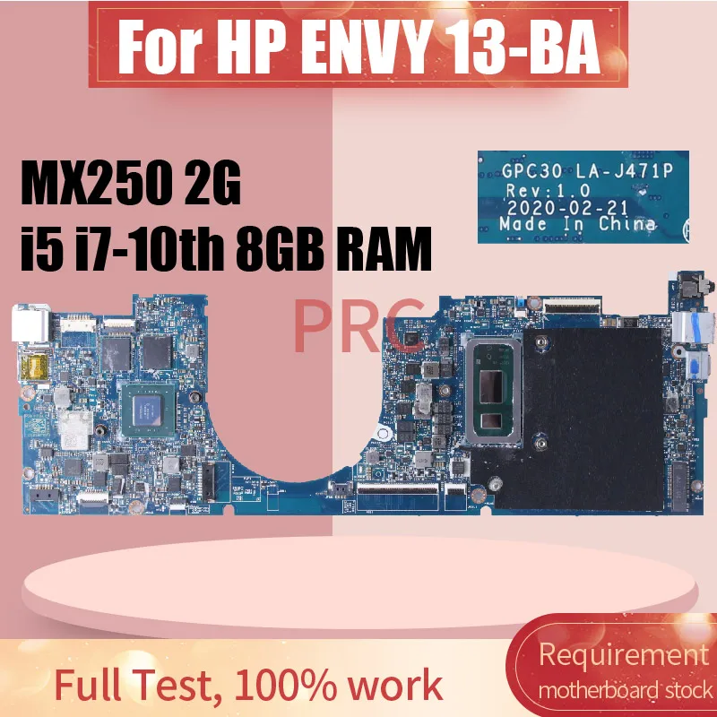 LA-J471P For HP ENVY 13-BA Laptop Motherboard i5-10210U i7-10510U MX250 RAM 8G L94594-601 Notebook Mainboard Tested
LA-J471P For HP ENVY 13-BA Laptop Motherboard i5-10210U i7-10510U MX250 RAM 8G L94594-601 Notebook Mainboard Tested