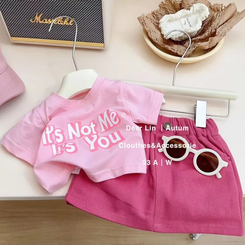 Girls Clothing Summer Suit New Baby Pink Pure Cotton Short Sleeved T-Shirt Short Skirt Two-piece Children's Casual Skirt
Girls Clothing Summer Suit New Baby Pink Pure Cotton Short Sleeved T-Shirt Short Skirt Two-piece Children's Casual Skirt