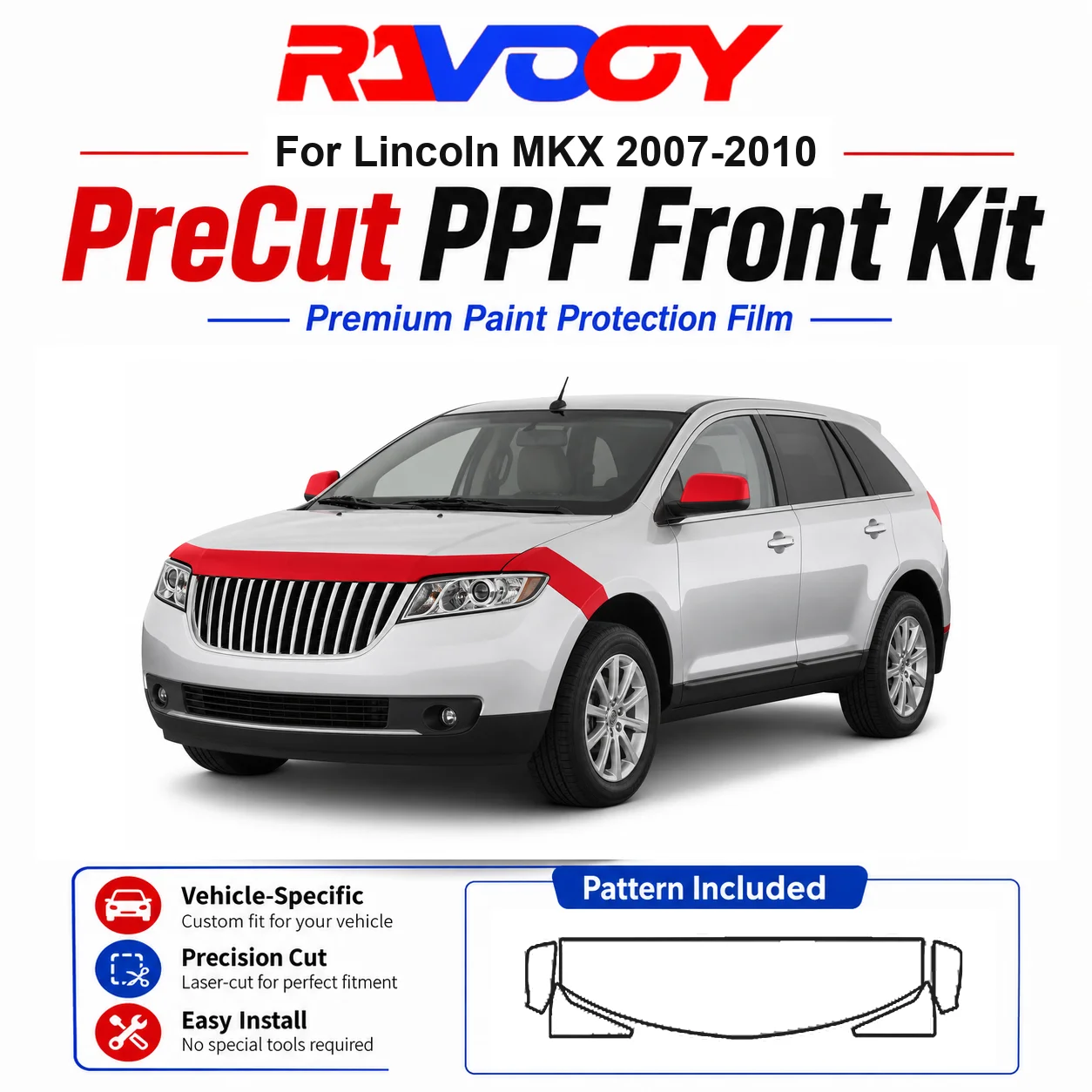 8.5mil TPU Precut PPF Kit For Lincoln MKX 2007-2010 - Hood, Fenders & Mirror Set - Self-Healing Clear Bra Film
8.5mil TPU Precut PPF Kit For Lincoln MKX 2007-2010 - Hood, Fenders & Mirror Set - Self-Healing Clear Bra Film