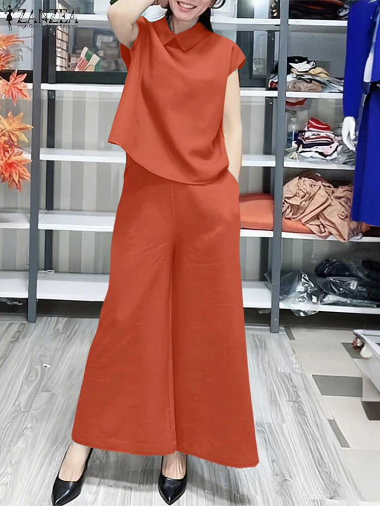 ZANZEA Summer 2PCS Outfits Fashion Women Pant Sets Casual Solid Work OL Tracksuit Short Sleeve Blouse Trousers Matching Set 2025
ZANZEA Summer 2PCS Outfits Fashion Women Pant Sets Casual Solid Work OL Tracksuit Short Sleeve Blouse Trousers Matching Set 2025