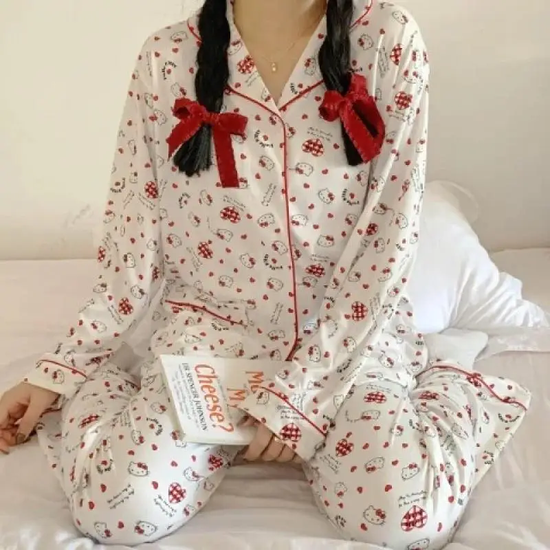 Пижамный комплект Hello Kitty Kawaii Sanrio Pochacco, пижамы с рисунком аниме Cinnamoroll, весенне-осенняя тонкая милая домашняя одежда для девочек
Пижамный комплект Hello Kitty Kawaii Sanrio Pochacco, пижамы с рисунком аниме Cinnamoroll, весенне-осенняя тонкая милая домашняя одежда для девочек