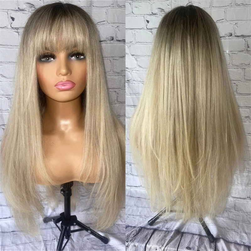 Ombre Blonde HD Lace Front Wig with Bangs High Quality Synthetic Wig with Natural Dark Roots Long Straight Wig for Women Daily
Ombre Blonde HD Lace Front Wig with Bangs High Quality Synthetic Wig with Natural Dark Roots Long Straight Wig for Women Daily