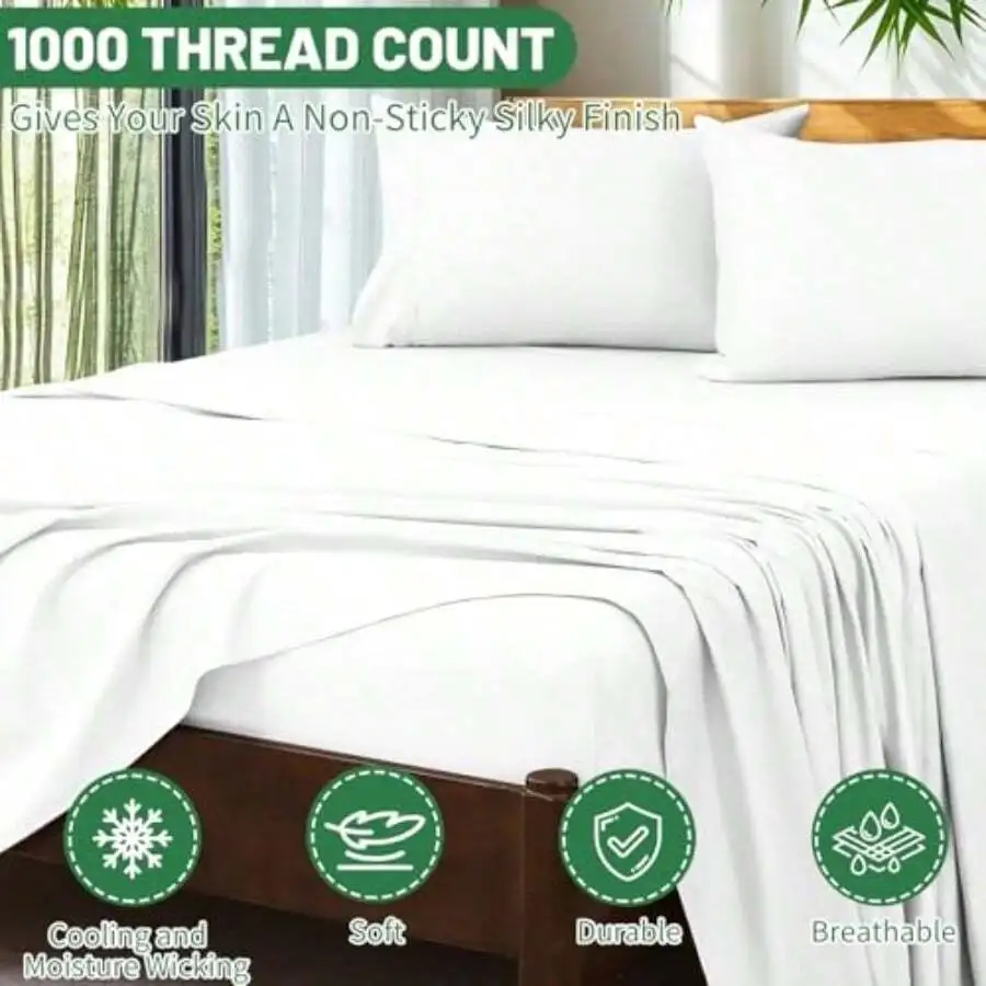 Extra Deep Pocket King Sheets 18-24 Inch 100% Egyptian Cotton 1000 Thread Count Sateen Soft Breathable 4 Piece White
Extra Deep Pocket King Sheets 18-24 Inch 100% Egyptian Cotton 1000 Thread Count Sateen Soft Breathable 4 Piece White