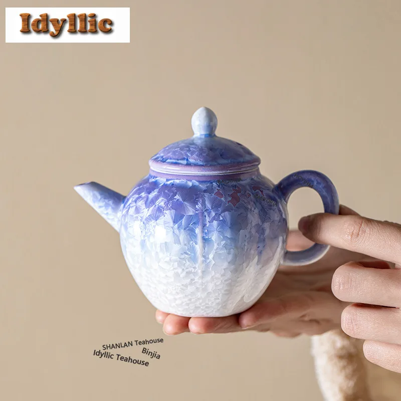 Crystal Glaze Gradient Purple-white Teapot Traditional Tea Infuser Pot Tea Brewing Kettle With Ball Hole Tea Services Ornaments
Crystal Glaze Gradient Purple-white Teapot Traditional Tea Infuser Pot Tea Brewing Kettle With Ball Hole Tea Services Ornaments