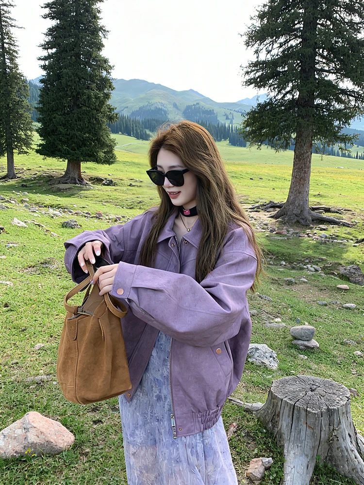 Коллекционное издание: Женская кожаная куртка больших размеров (30000+), комфортная для носки, весенняя, фиолетовая, бренд Xiao Jun Jun
Коллекционное издание: Женская кожаная куртка больших размеров (30000+), комфортная для носки, весенняя, фиолетовая, бренд Xiao Jun Jun