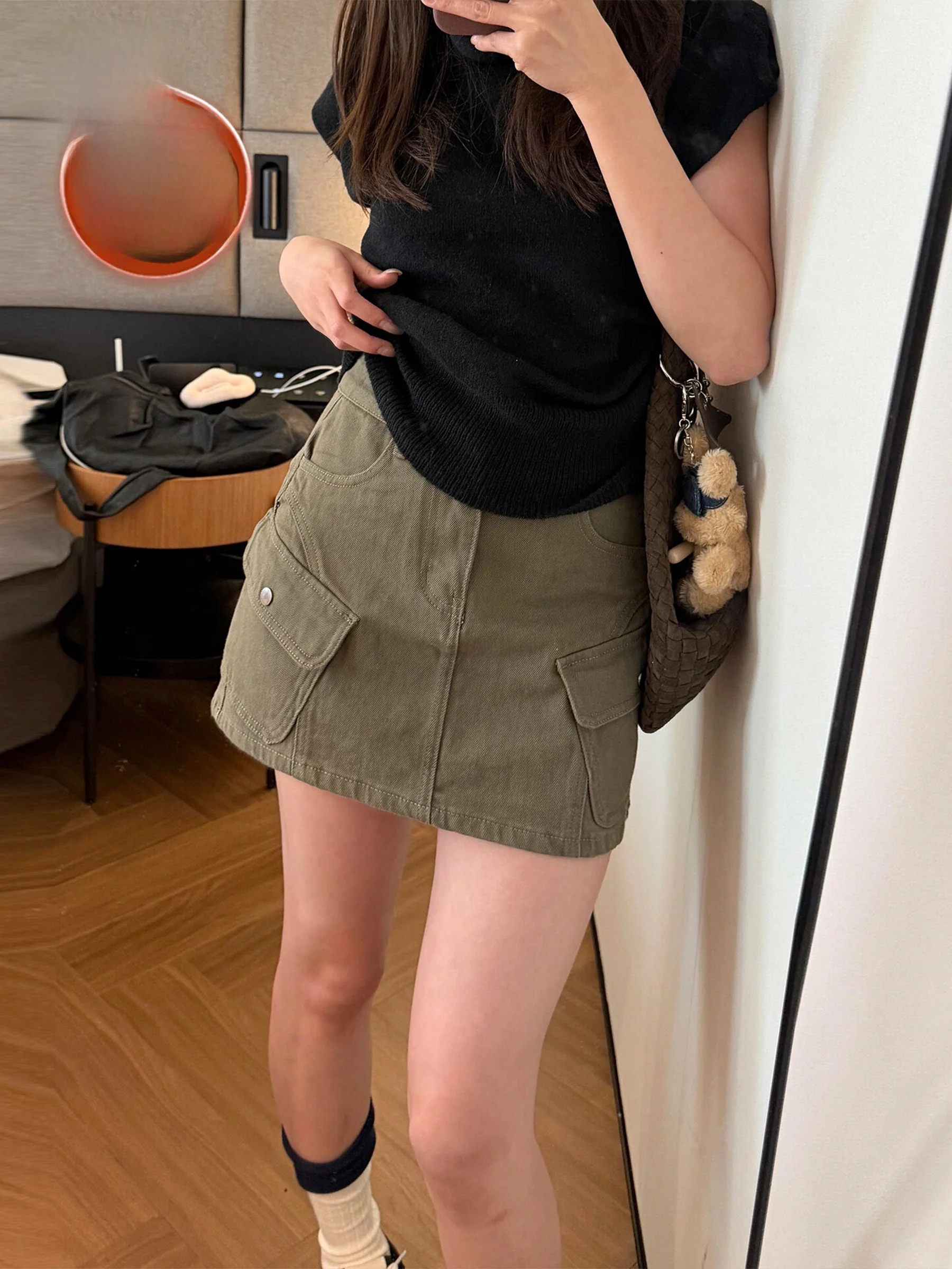 Military Green Workwear Style Multi-Pocket A-Line Skirt Women's High Waist Slimming Design Summer Short Skirt
Military Green Workwear Style Multi-Pocket A-Line Skirt Women's High Waist Slimming Design Summer Short Skirt