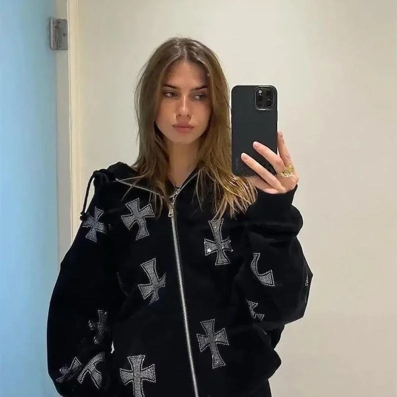 Women's Cross Zipper Hooded Sweatshirt Casual Comfortable Waist-Cinching Style Color Design for Fashionable Ladies
Women's Cross Zipper Hooded Sweatshirt Casual Comfortable Waist-Cinching Style Color Design for Fashionable Ladies
