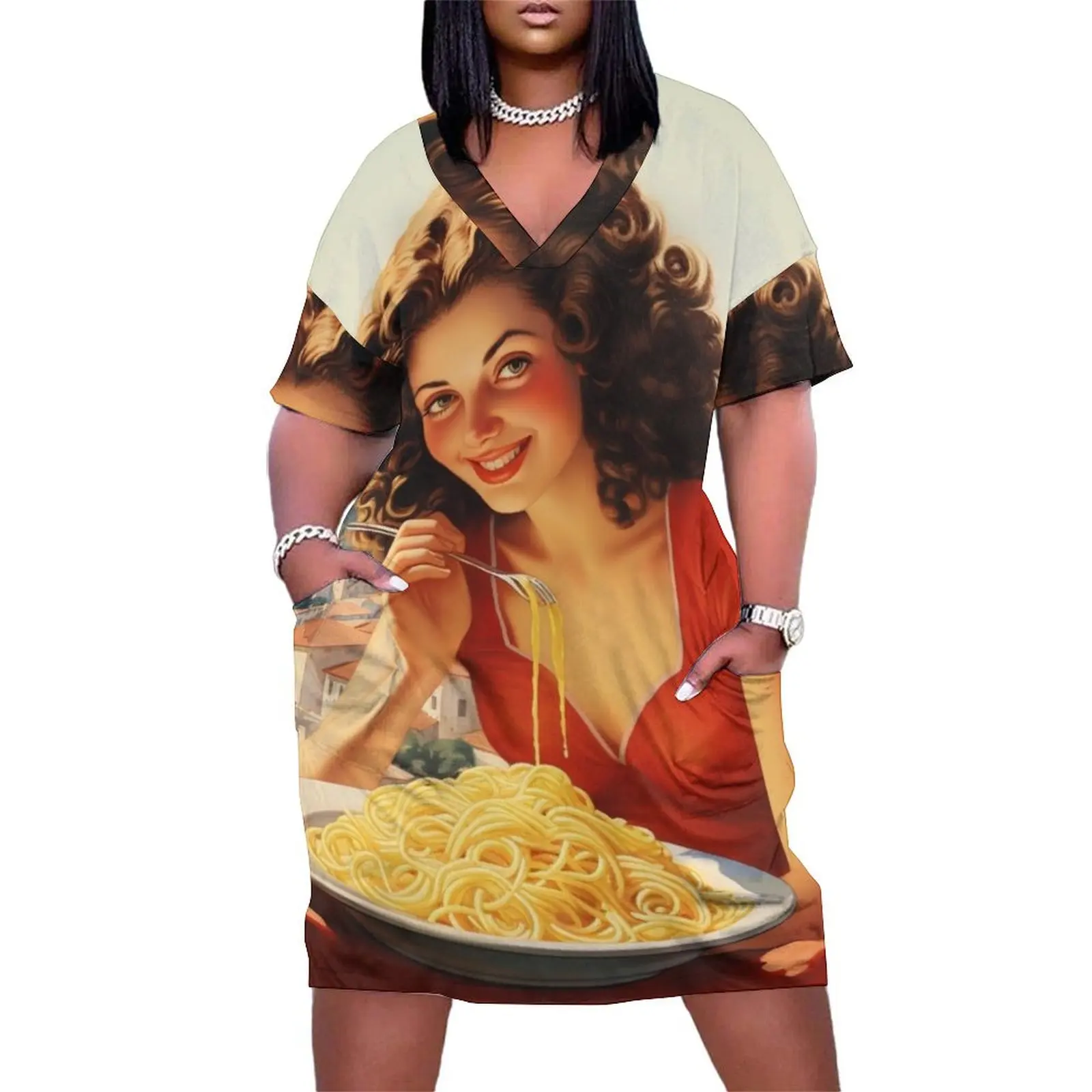 Italian Girl Eating Spaghetti Loose Pocket Dress elegant party dress for women 2025 Party dresses
Italian Girl Eating Spaghetti Loose Pocket Dress elegant party dress for women 2025 Party dresses