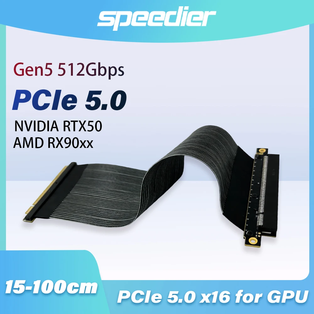 ADT-Link PCIe 5.0 X16 Extension Cable 512Gbps Gen5 Adapter Riser 90 180 Degree GPU for NVIDIA RTX50 AMD RX90 PC Case 5~100cm
ADT-Link PCIe 5.0 X16 Extension Cable 512Gbps Gen5 Adapter Riser 90 180 Degree GPU for NVIDIA RTX50 AMD RX90 PC Case 5~100cm