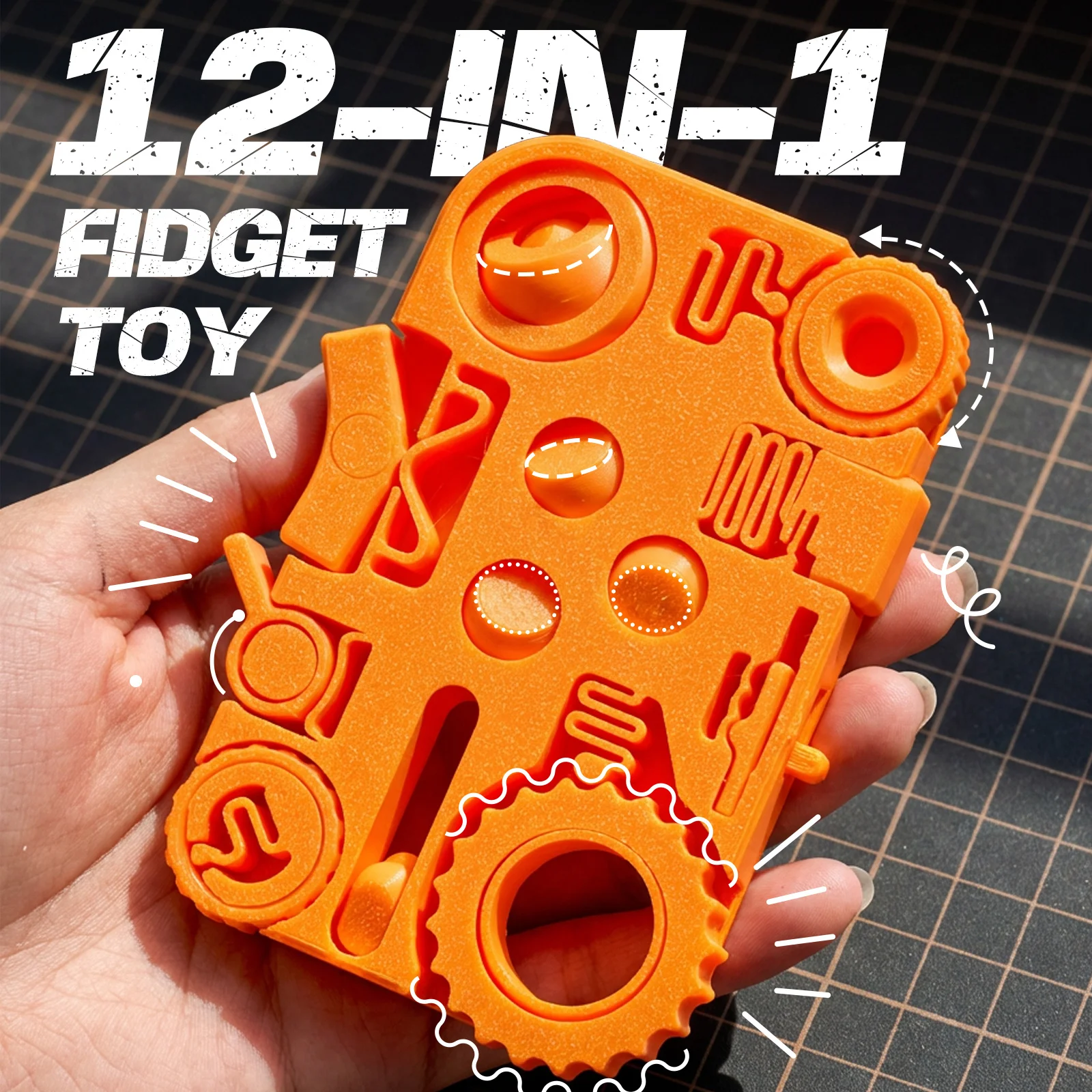 12-in-1 Gear Style Stress Relief Toy, 3D Printed Finger Spinner Portable Ultimate Calming Fidget Tool
12-in-1 Gear Style Stress Relief Toy, 3D Printed Finger Spinner Portable Ultimate Calming Fidget Tool