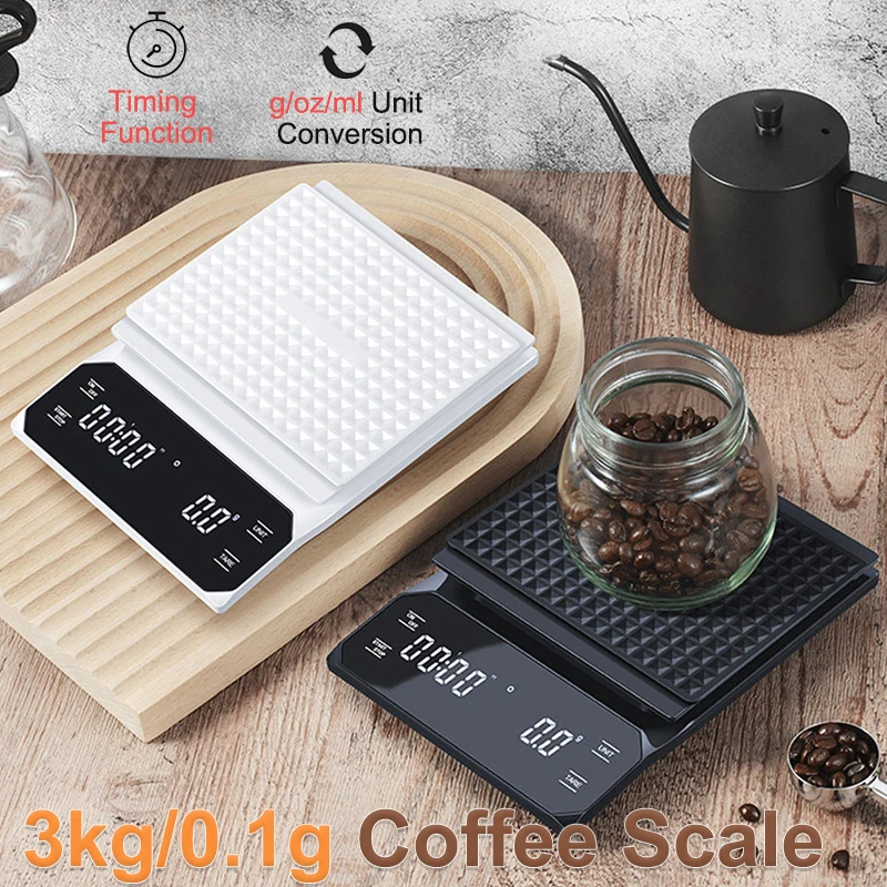 3kg/0.1g Rechargeable Coffee Scale with Timing Function Digital LCD Weighing Scale g/oz/ml Unit Conversion Espresso Kitchen Scal
3kg/0.1g Rechargeable Coffee Scale with Timing Function Digital LCD Weighing Scale g/oz/ml Unit Conversion Espresso Kitchen Scal