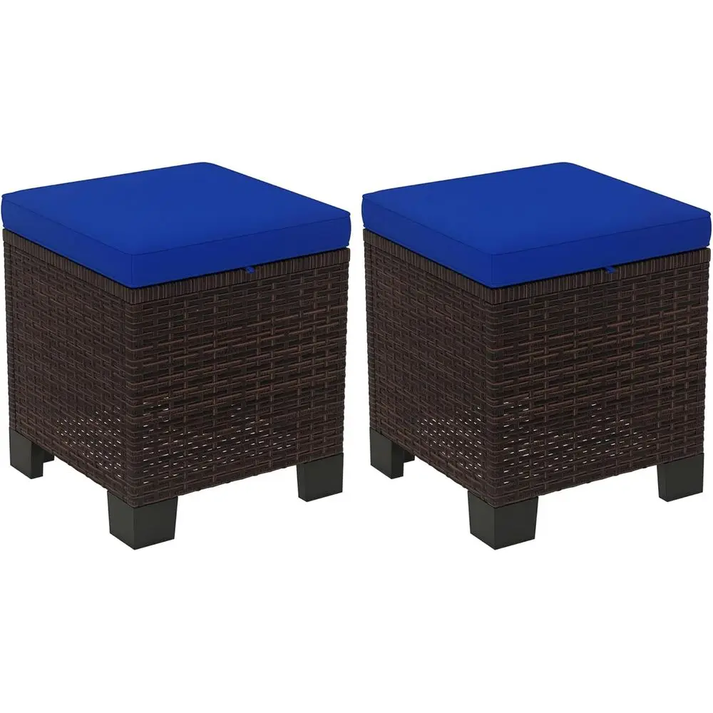All-Weather Wicker Outdoor Ottomans with Cushions, 3-in-1 Seat, Footrest, and Side Table, Poolside Blue
All-Weather Wicker Outdoor Ottomans with Cushions, 3-in-1 Seat, Footrest, and Side Table, Poolside Blue