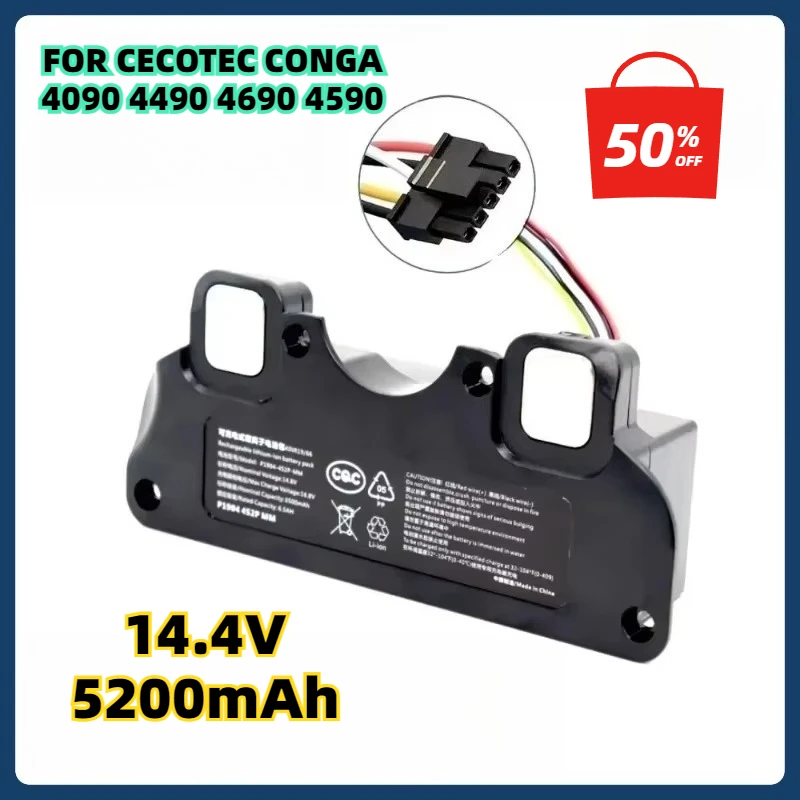 5200mAh 14.4V Replacement Battery For CECOTEC CONGA 4090 4490 4590 4690 Robot Vacuum Cleaner Accessories Spare Parts Tool
5200mAh 14.4V Replacement Battery For CECOTEC CONGA 4090 4490 4590 4690 Robot Vacuum Cleaner Accessories Spare Parts Tool