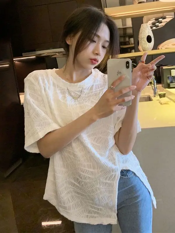 Korean Style plus Size Short Sleeve T-Shirt Women Loose Asymmetric High Waist Design Breathable Skin-Friendly Casual Top
Korean Style plus Size Short Sleeve T-Shirt Women Loose Asymmetric High Waist Design Breathable Skin-Friendly Casual Top