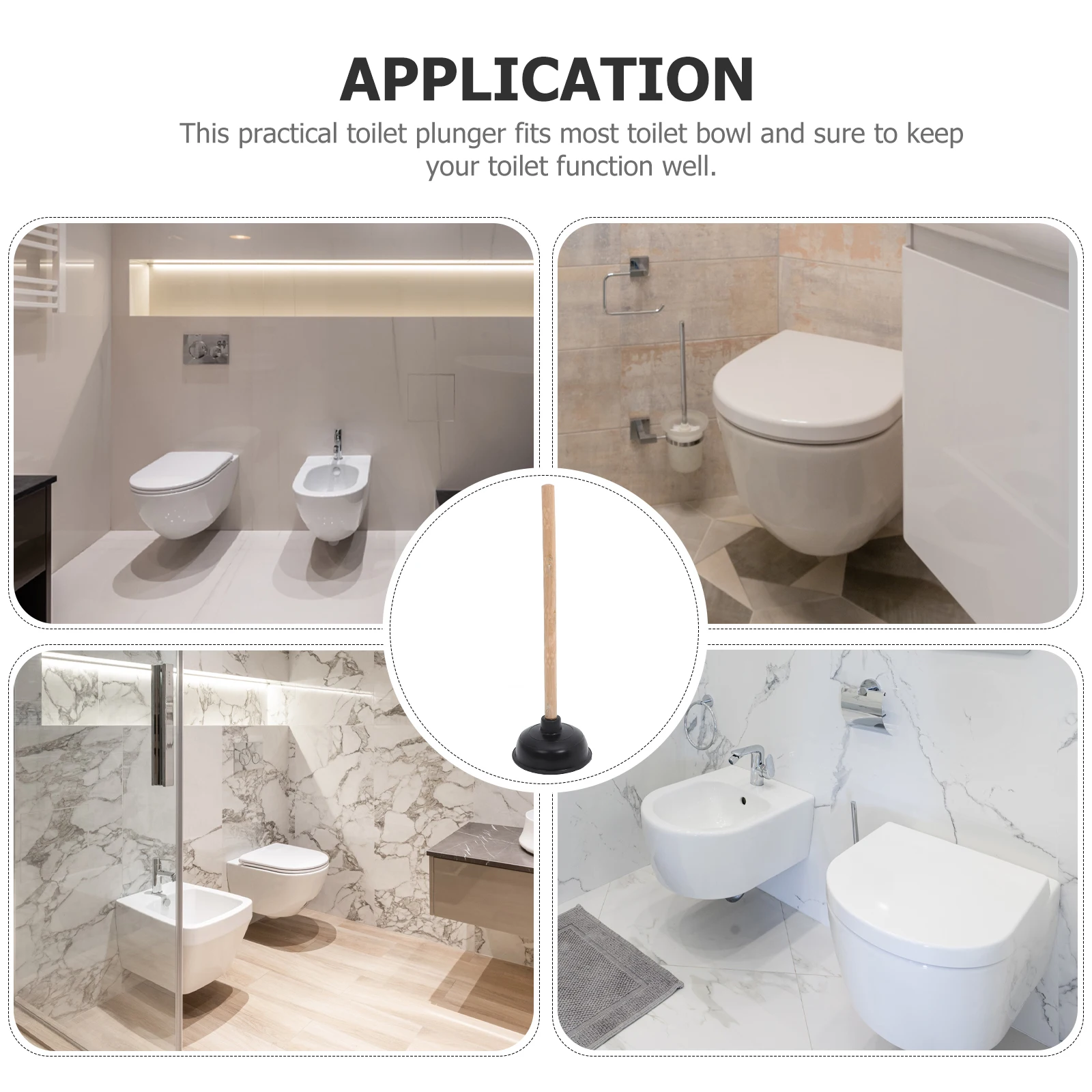 1pc Rubber Toilet Plunger Strong Suction Drain Opener Customized Declogging Bathroom Plungers Wooden Handle Practical Tool
1pc Rubber Toilet Plunger Strong Suction Drain Opener Customized Declogging Bathroom Plungers Wooden Handle Practical Tool