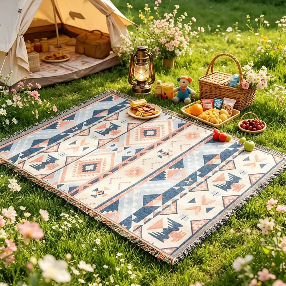 Portable Boho Picnic Blanket, Dustproof Camping Rug with Tassels, Large Beach Mat for Outdoor Travel, Park, Picnic & Home Decor
Portable Boho Picnic Blanket, Dustproof Camping Rug with Tassels, Large Beach Mat for Outdoor Travel, Park, Picnic & Home Decor