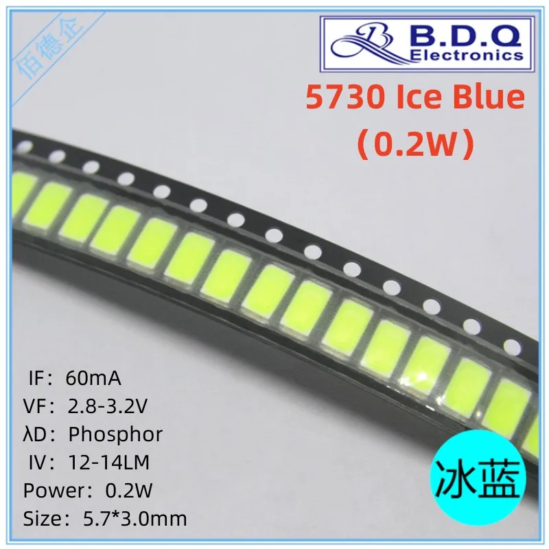 100pcs SMD LED 5730 Ice blue 0.2W LED Lamp Beads Size 5630 Light-emitting Diode High Bright Quality
100pcs SMD LED 5730 Ice blue 0.2W LED Lamp Beads Size 5630 Light-emitting Diode High Bright Quality