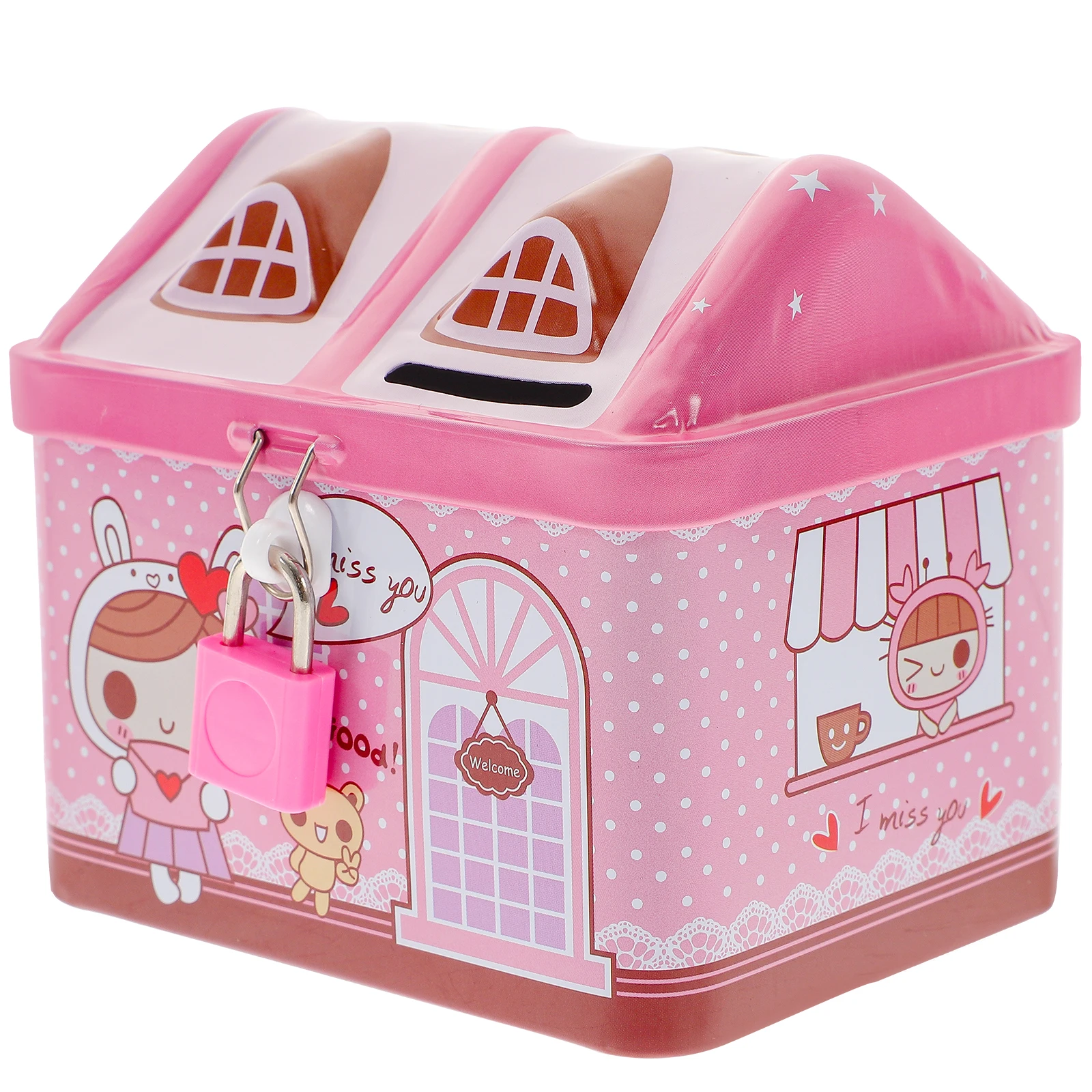Cartoon House Pink Coin Lock Money Jar Kids Piggy Cartoon Money Jar Bank Metal Saving Pot Bedroom Decor Household Supplies
Cartoon House Pink Coin Lock Money Jar Kids Piggy Cartoon Money Jar Bank Metal Saving Pot Bedroom Decor Household Supplies