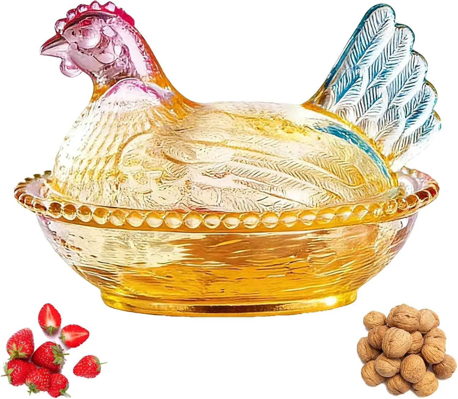 Hen on Nest Glass Dish, Exquisite Glasses Candy Dish with Lid, Stylish Hen-Shaped Fruit Bowl for Desserts, Kitchen Candy Jars
Hen on Nest Glass Dish, Exquisite Glasses Candy Dish with Lid, Stylish Hen-Shaped Fruit Bowl for Desserts, Kitchen Candy Jars