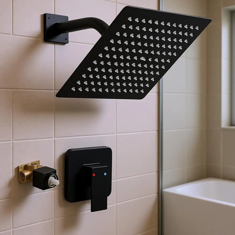 Single Handle Shower Trim Kit with 8-Inch Square Stainless Steel Rain Shower Head System
Single Handle Shower Trim Kit with 8-Inch Square Stainless Steel Rain Shower Head System