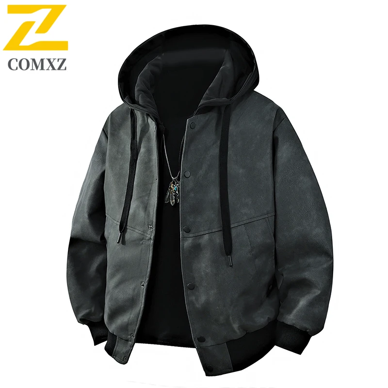 COMXZ Premium Mens PU Leather Jacket Brand Luxury Travel Windproof Coat Classic Hooded Comfortable Spring Autumn Outerwear
COMXZ Premium Mens PU Leather Jacket Brand Luxury Travel Windproof Coat Classic Hooded Comfortable Spring Autumn Outerwear